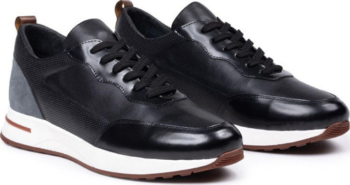 Erkek Hakiki Deri Sneaker, Casual Ayakkabı, %100 Deri Ayakkabı, 4 Mevsim Erkek Sneaker Siyah 44