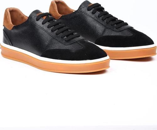 Unisex Hakiki Deri Sneaker, Casual Ayakkabı, %100 Deri Ayakkabı, 4 Mevsim Sneaker Tennıs Siyah 44