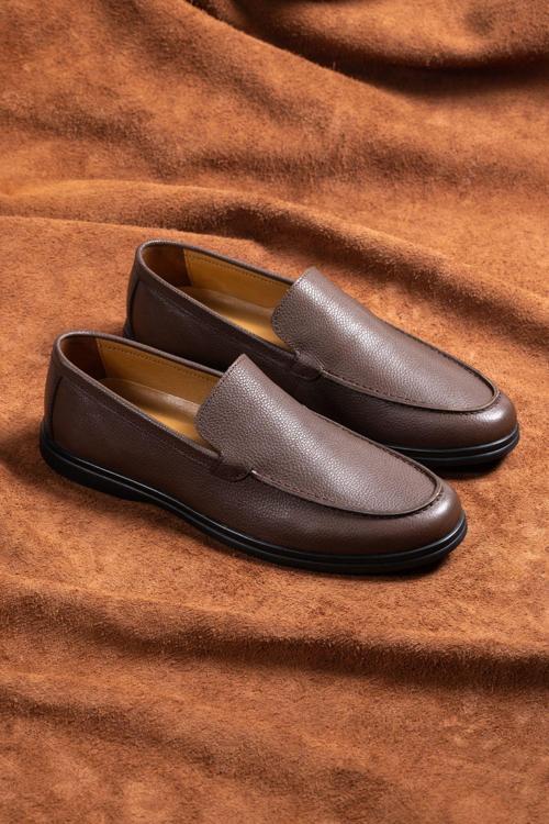 Erkek Hakiki Deri Ayakkabı, %100 Deri Ayakkabı, Günlük Ayakkabı, Loafer Ayakkabı Kahverengi 40