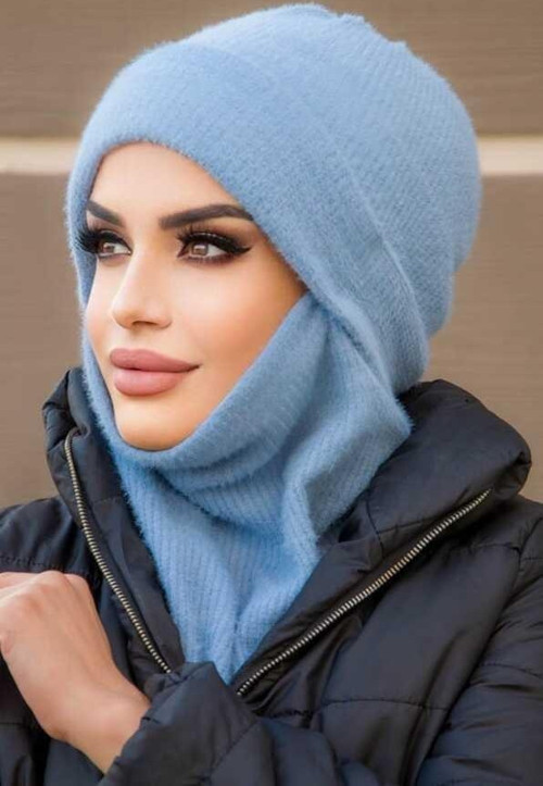 Bebe Mavi Yumoş Maskeli Bere