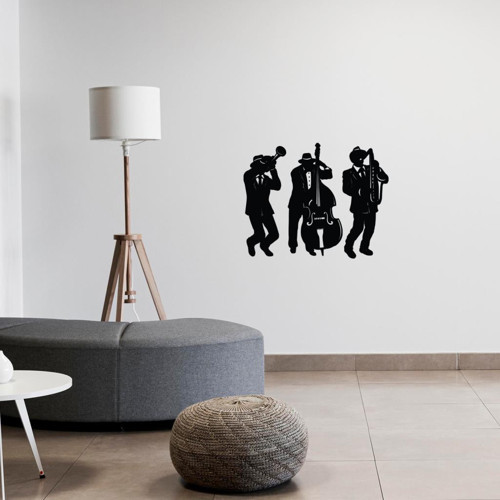 3 Lü Jazz Figürü Ahşap 20 x 50 Cm Mdf Dekoratif Dekor Duvar Tablo - Duvar Süsü