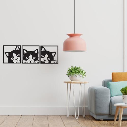 Kedi Figürü Ahşap 29x29 Cm Mdf Dekoratif Dekor Duvar Tablo - Duvar Süsü