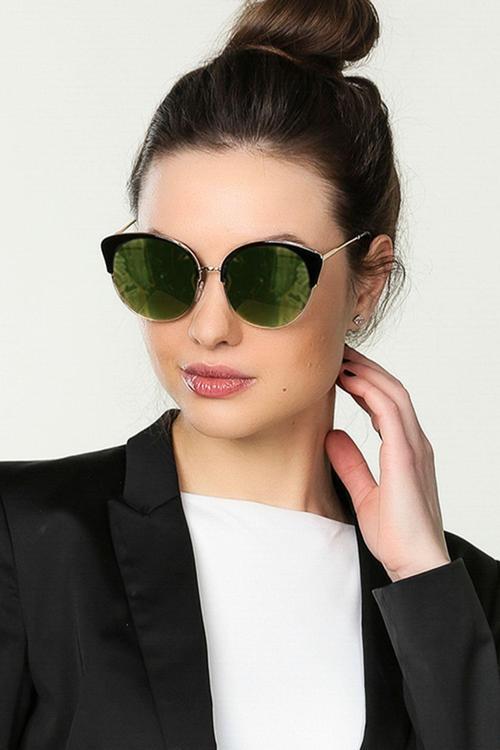 Aynalı Kedi Model Yeşil Kadın Güneş Gözlüğü