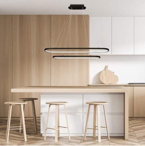 Arcuated Samsung Ledli Oval Sarkıt Led Avize Ø100X30-80X20 cm Ikili