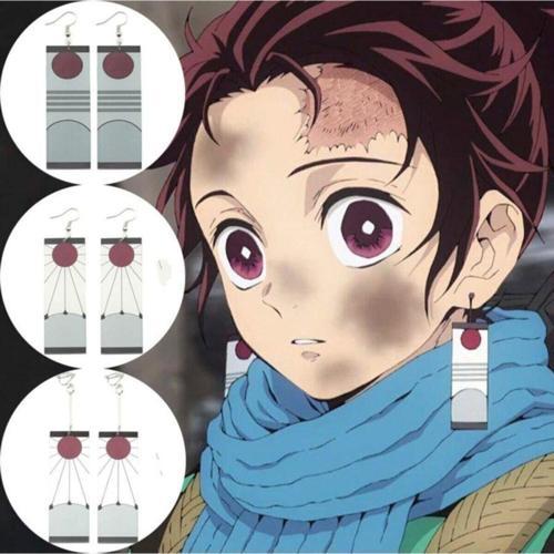 Demon Slayer: Kimetsu No Yaiba Tanjiro Küpe Hediyelik Süs Aksesuar Şık Takı Eşya