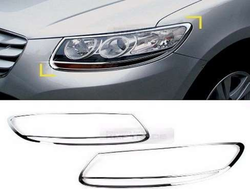 Hyundai Santa Uyumlu Fe 2006 2012 Ön Far Kaplama ABS (Plastik) Krom