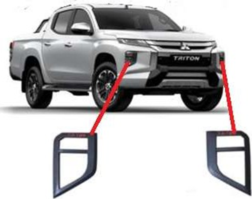 Mitsubishi L200 Uyumlu 2019 Sonrası Sis Lambası Kaplama Siyah 