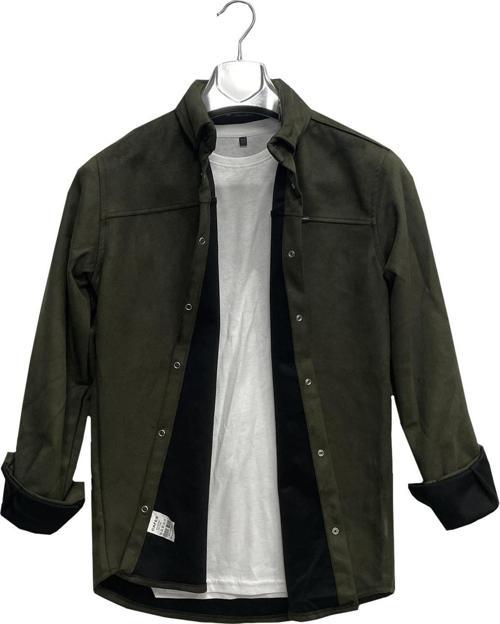 Cafes Uzun Kol Slim Fit Erkek Süet Gömlek-6959
