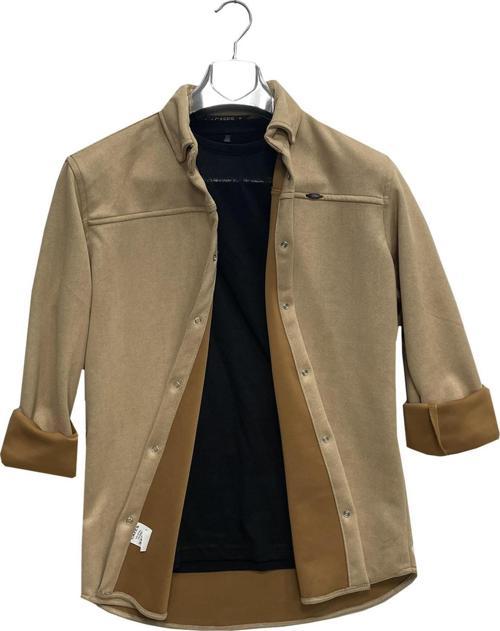 Cafes Uzun Kol Slim Fit Erkek Süet Gömlek-6960