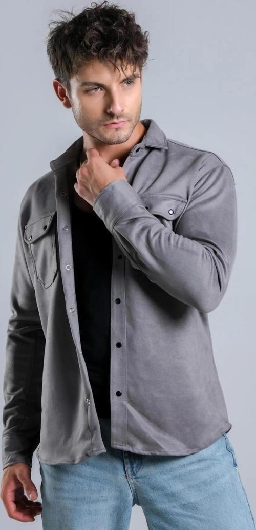 Yxc Uzun Kol Slim Fit Erkek Süet Gömlek-6962