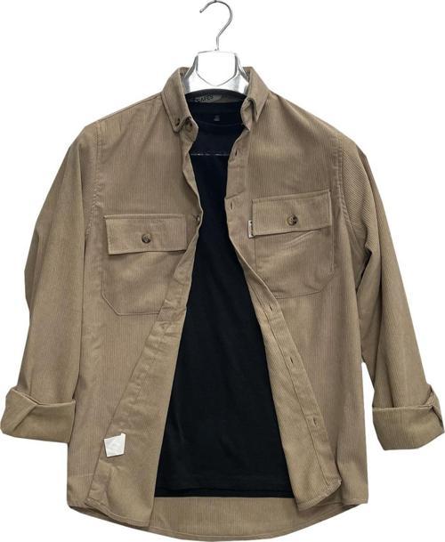 Cafes Uzun Kol Slim Fit Erkek Kadife Gömlek-6970