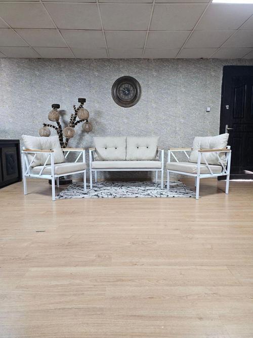 Beyaz Boyalı Bahçe - Balkon - Mutfak Çay Seti Takımı Bahçe Koltuk Takımı