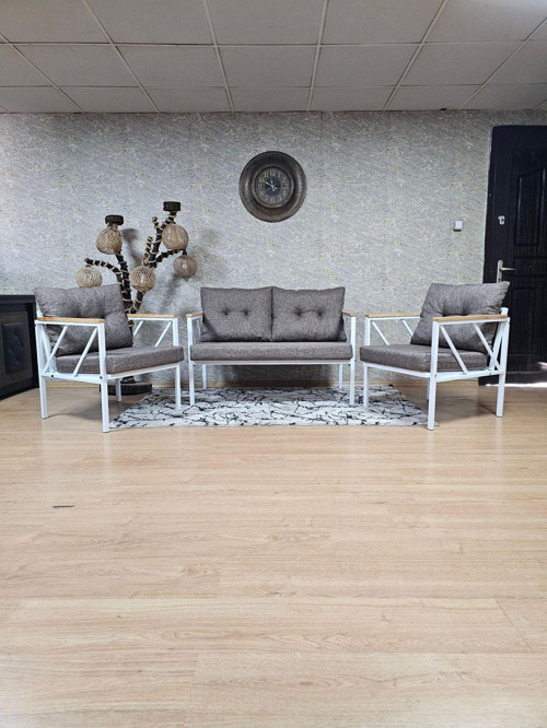 Beyaz Boyalı Bahçe - Balkon - Mutfak Çay Seti Takımı Bahçe Koltuk Takımı