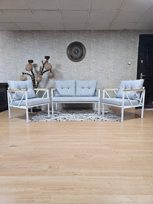 Beyaz Boyalı Bahçe - Balkon - Mutfak Çay Seti Takımı Bahçe Koltuk Takımı