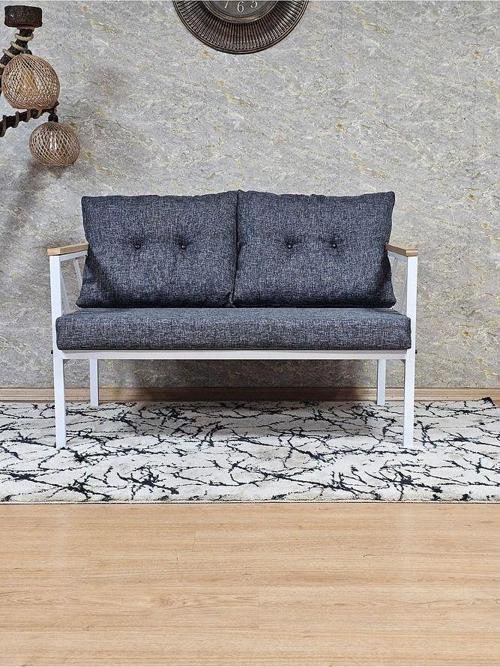 İkili Beyaz Boyalı Bahçe - Balkon - Mutfak Çay Seti Takımı Bahçe Koltuk Takımı