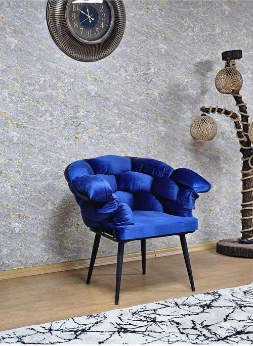 Tekli Siyah Boyalı - Mavi Döşeme | Balon Çay Seti | Balkon Koltuk | Berjer | Balkon Çay Seti