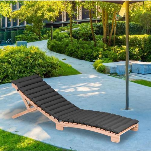 Dilimli Lüks Şezlong Minderi Kamp Minderi Su İtici Kumaş Katlanır Taşınır (Antrasit)