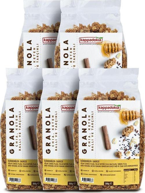 Chia, Keten, Bal Ve Tarçınlı Granola 300 Gr - 5'Li Set