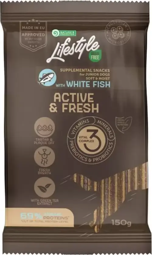 Nature's Protection Life Style Beyaz Balıklı Aktif Yavru Köpek Ödülü Stick 150 Gr