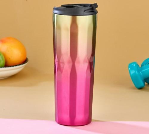 CKR-2100 Pembe 500 ML Bardaklı Paslanmaz Çelik Termos