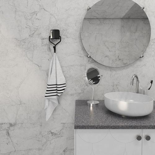 DC-5052 Dekoratif Yapıştırmalı Banyo Mutfak Metal Tekli Kancalı Askı Siyah Pratik Vidasız Mo