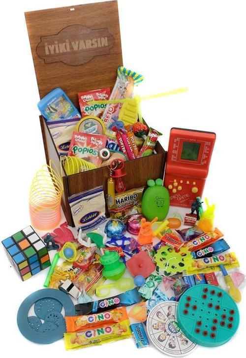Ahşap Gıda Ve Oyuncak Kutusu Kırmızı Tetris ( İyi ki Varsın )