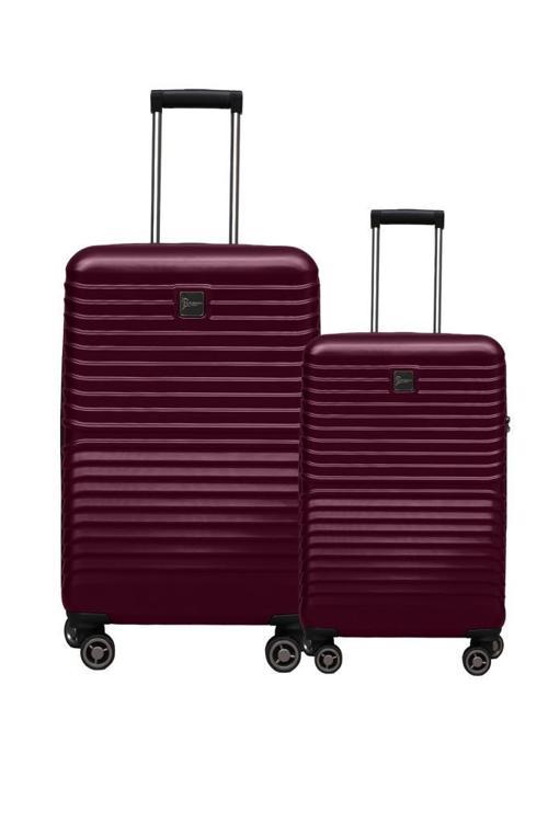 2'li Valiz Seti Polikarbon Orta Boy - Kabin Boy Valiz Bordo 1811