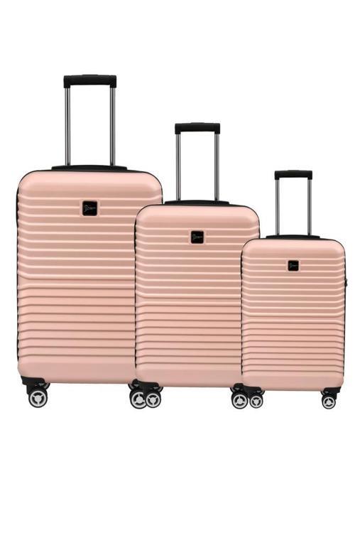 3'lü Valiz Seti Polikarbon Valiz 4x2 Teker Pudra 1811