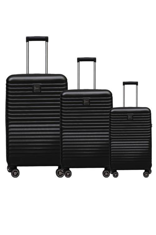 3'lü Valiz Seti Polikarbon Valiz 4x2 Teker Siyah 1811