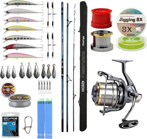 YekOutdoor Yüksek Performans Olta Seti Okuma Surfliner+ Surf 420cm 100-250gr 3 Parça Olta Kamışı&Okuma Flite Surf FLS35-
