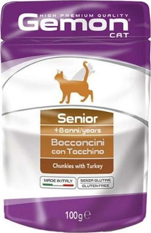 Gemon Pouch Yaşlı Hindi Etli Premium Kedi Maması 100g