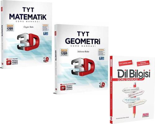 3D TYT Matematik ve Geometri ile AKM Dil Bilgisi Soru Bankası Seti 3 Kitap