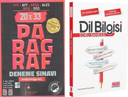 Edebiyat Sokağı TYT AYT KPSS Paragraf 20 x 33 Deneme ve AKM Dil Bilgisi Soru Bankası Seti 2 Kitap