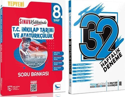 Sınav 8. Sınıf T.C. İnkılap Tarihi ve Atatürkçülük Soru Bankası ve Pruva Haftalık Deneme Seti 2 Kitap
