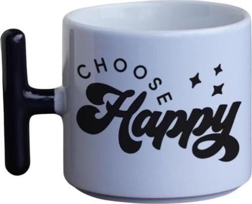 Mutlu Olmayı Seç Motivasyon T Kupa Beyaz