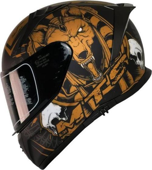 Motosiklet Kaskı Ece 22.R06 Sertifikalı Double Vizör Full Face Kask Anubis