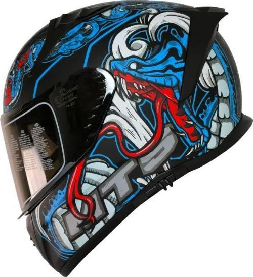 Motosiklet Kaskı Ece 22.R06 Sertifikalı Double Vizör Full Face Kask Myth Blue