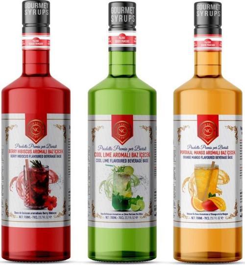 Nish Cool Lime, Berry Hibiskus, Portakal Mango Aromalı Baz İçecek 3'lü Set (3x700 ML) - Pet Şişe