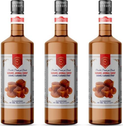 Nish Karamel Aromalı Şurup 3 x 700 ML - Pet Şişe