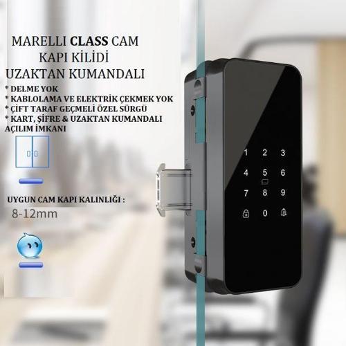 CLASS PARMAK İZLİ şifreli ve kartlı elektronik cam kapı kilidi