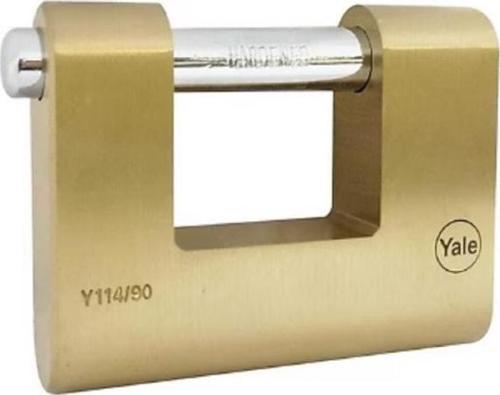 Yale 90 mm oval kayar pimli milli prinç sarı asma kilit