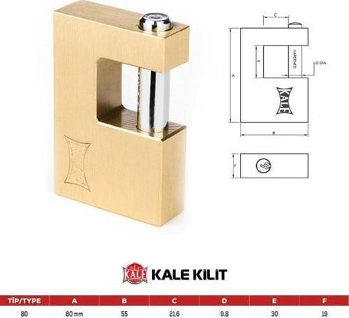 Kale 80 mm prinç kayar milli pimli sarı asma kilit