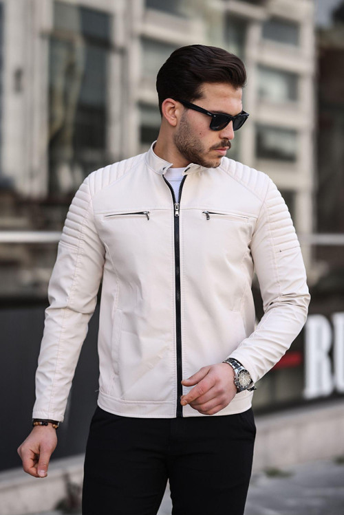 Erkek Taş Rengi Su Ve Rüzgar Geçirmez Slim Fit Astarlı Mevsimlik Mont