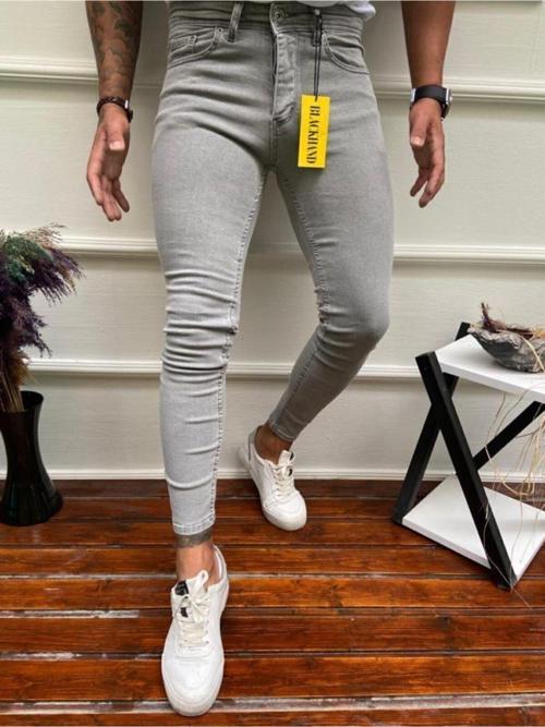 Erkek Bej Skinny Fit Likralı Bilek Boy Kot Pantolon