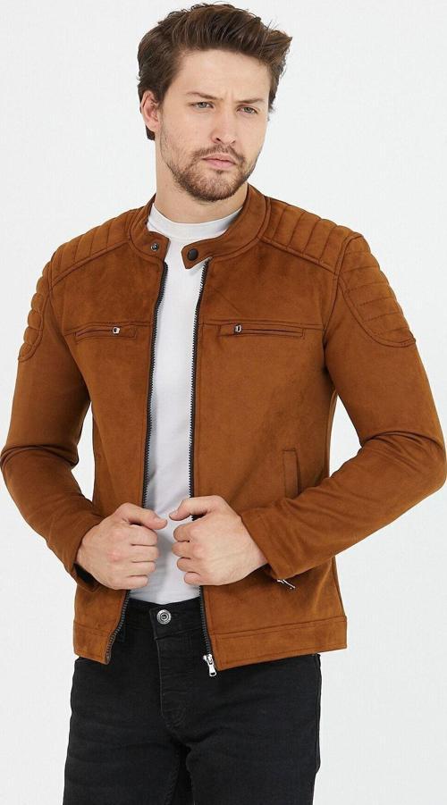 Erkek Taba Mevsimlik Dar Kesim Süet Ceket & Mont