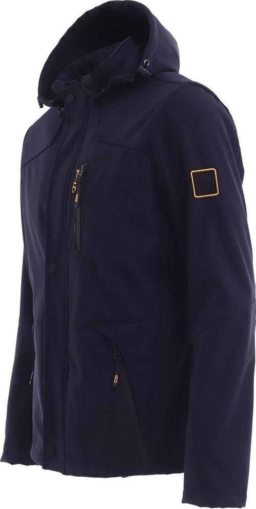 Erkek Lacivert Kapüşonlu Outdoor Su Ve Rüzgar Geçirmez Softshell Spor Mont