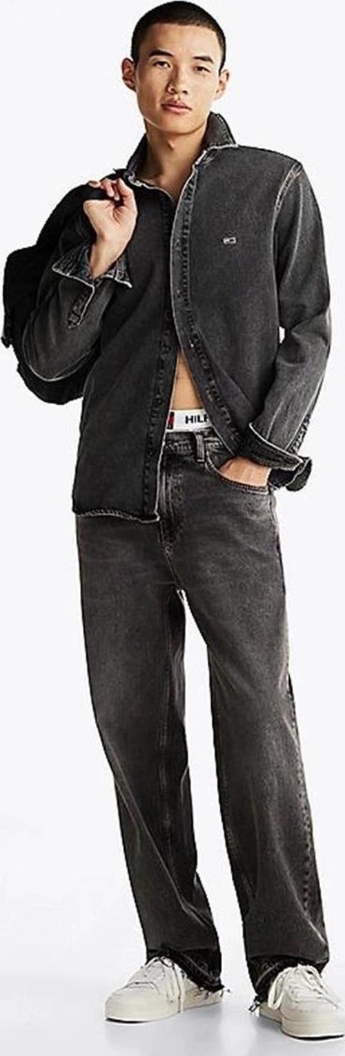 Erkek Siyah Regular Fit Kot Gömlek