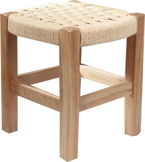 2 Adet Hasır Örgülü Tabure Doğal Renk 35X32X32 Doğal Renk