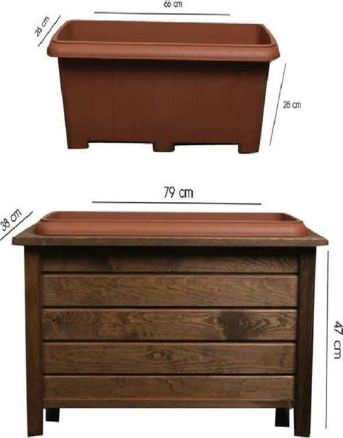 Diktörgen Ceviz Rengi Saksı 38 Lt 79 X 38 Cm Y:48 Cm Kahverengi