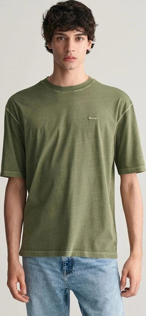 Erkek Yeşil Relaxed Fit Bisiklet Yaka Logolu T-shirt
